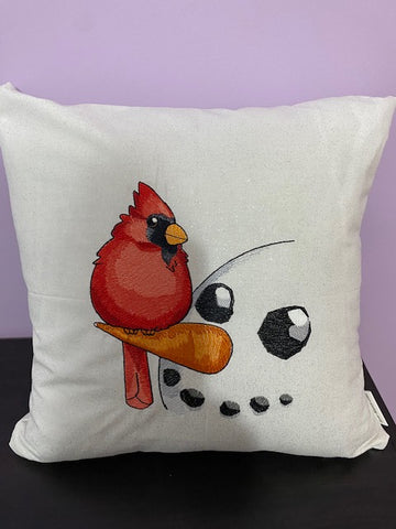 Snowman & Cardinal Pillow Cover