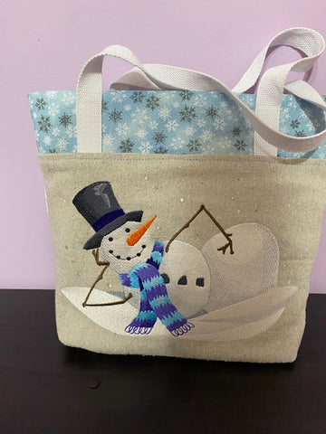 Chillin' Snowman Small Tote Bag