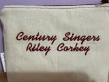 Music Staff Zipper Pouch in Burgundy