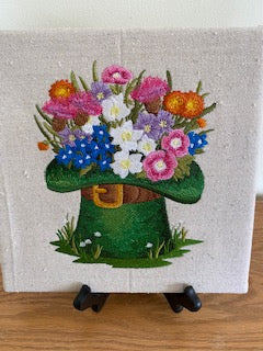 Leprechaun Hat Bouquet Embroidered Wall Art