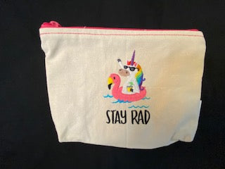 Stay Rad Unicorn & Flamingo Zipper Pouch